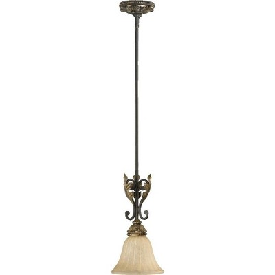 Quorum Lighting Rio Salado 1-Light Mini Pendant, Toasted Sienna/Mystic Silver, 8W x 19.25H, Stem Hanging, Incandescent, Damp Rated