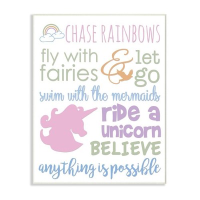 10"x0.5"x15" Chase Rainbows Believe Typography Wall Plaque Art - Stupell Industries