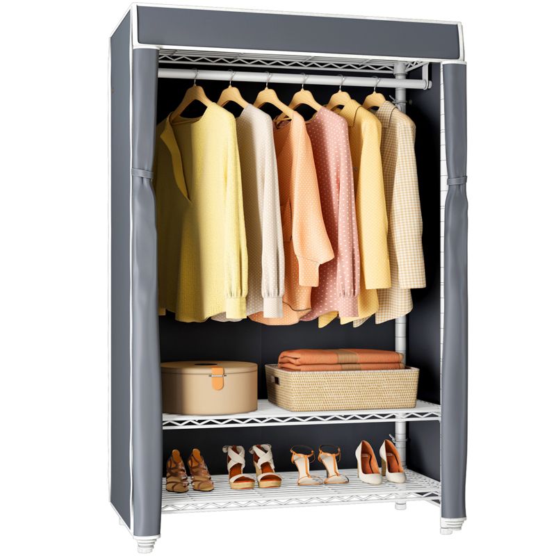VIPEK V1C 3-Tier Portable Closet Covered Garment Racks, White Clothing Rack with Grey Oxford Fabric Cover, 1 of 11