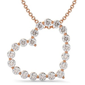 Pompeii3 1 Ct Diamond Heart Pendant Necklace in White, Yellow, or Rose Gold Lab Created - 1 of 2