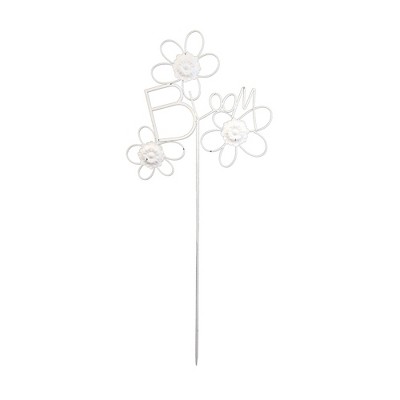 VIP Metal 42.5 in. White Space Bloom Garden Stake