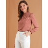 Allegra K Women's Smocked Cuffs Puff Sleeve Ruffled Neck Vintage Polka Dots Blouses - 2 of 4
