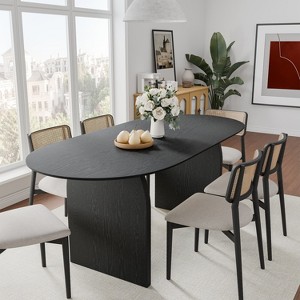 MAYEERTY 67" Wood Oval Dining Table for 4-6, Farmhouse Modern Kitchen & Dining Room Table - 1 of 4