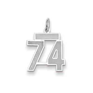 Black Bow Jewelry 14k White Gold, Jersey Collection, Small Number 74 Pendant - 1 of 2