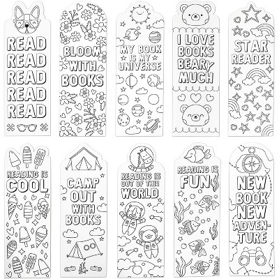 24-Pack Color Your Own Bookmarks, 24 Designs Encourage Reading, Great Gifts for Kids