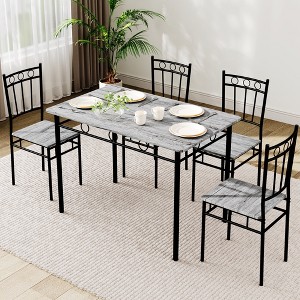 Dyonery 5-Piece Dining Table Set for 4, Kitchen Table and Chairs with Sturdy Metal Frame, Space-Saving Design, Modern Dining Room Furniture - 1 of 4
