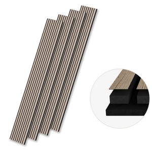 SMARTSTANDARD 105.9 in. x 12.6 in. x 0.9 in. Slat Wood Acoustic Sound Absorbing 3D Decorative Wall Paneling, 4-Pack - 1 of 1