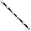 Black Bow Jewelry Men's 9mm Two Tone Stainless Steel Textured Link Bracelet, 8.25 Inch - 2 of 4