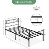 Twin Size Metal Bed Frame with Headboard and Footboard, Iron-Art Heart Design Platform Bed for Girls and Boys – Pink/Black - 2 of 4