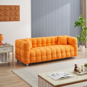 NicBex 80 Inch Teddy Fleece Sofa Couch 3-Seater Sofa with 2 Throw Pillows for Living Room,Apartment,Bedroom,Orange - 1 of 4