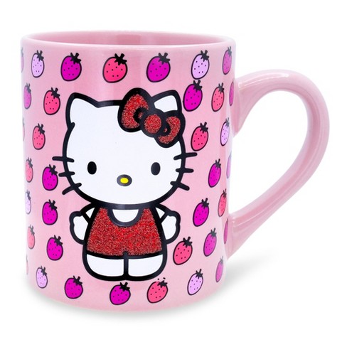 Silver Buffalo Sanrio Hello Kitty Glitter Strawberry Ceramic Mug | Holds 14  Ounces