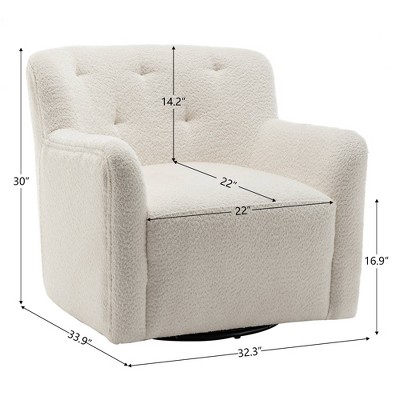 Cream Barrel Swivel Accent Chair with Wood Frame