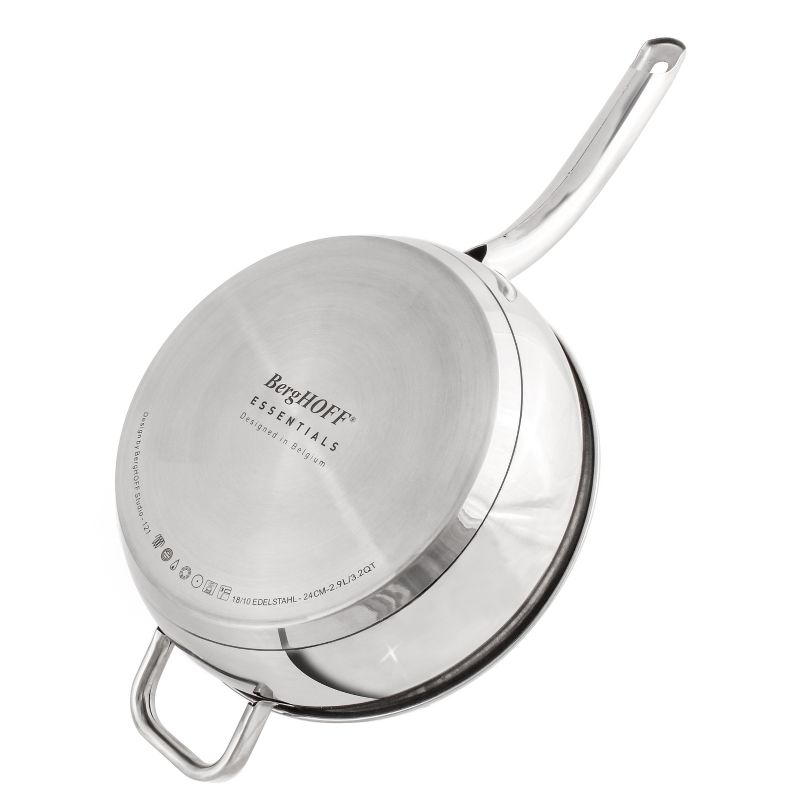 BergHOFF Belly Shape 18/10 Stainless Steel Skillet With Glass Lid, 4 of 5