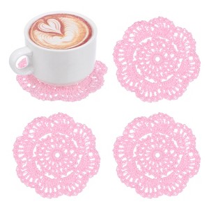 Unique Bargains Round Handmade Crochet Cotton Cup Coaster Placemats Home Decoration - 1 of 4