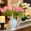 BRINJOY 18-Piece Artificial Pink Tulip Bouquet - Realistic PU Tulips for Spring, Easter, and Wedding Decor - 4 of 4