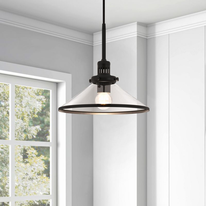 Hampton &#38; Thyme 12.25&#34; Wide Pendant with Glass Shade Blackened Bronze/Clear, 5 of 14