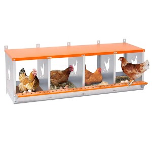 BABYYER Metal Chicken Nesting Box, Wall Mount with Vented Coop Equipment for Hens, Ducks and Poultry, Easy Egg Collection and Assembly - Orange - 1 of 4