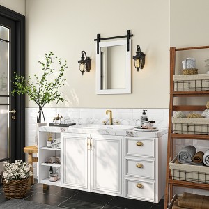 APRILSOUL Farmhouse Rectangle Framed Wall Bathroom Vanity Mirror Accent Mirror - 1 of 4