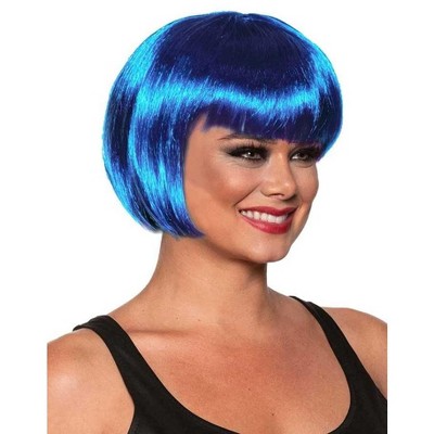 Underwraps Bob Cut One Size Adult Costume Wig | Blue