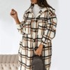 Coolmee Women's Long Flannel Plaid Jacket Shacket Casual Lapel Button Down Shirt Jacket Fall Winter Outfits - 2 of 4