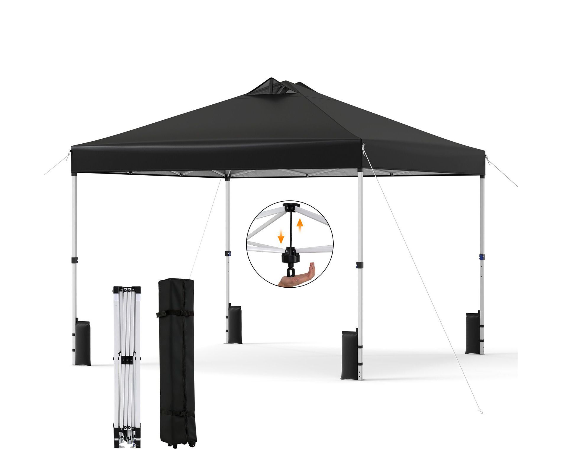 Gymax 10x10 FT Pop Up Canopy Tent 1-Person 1-Button Push Instant Setup w/ 4 Sandbags