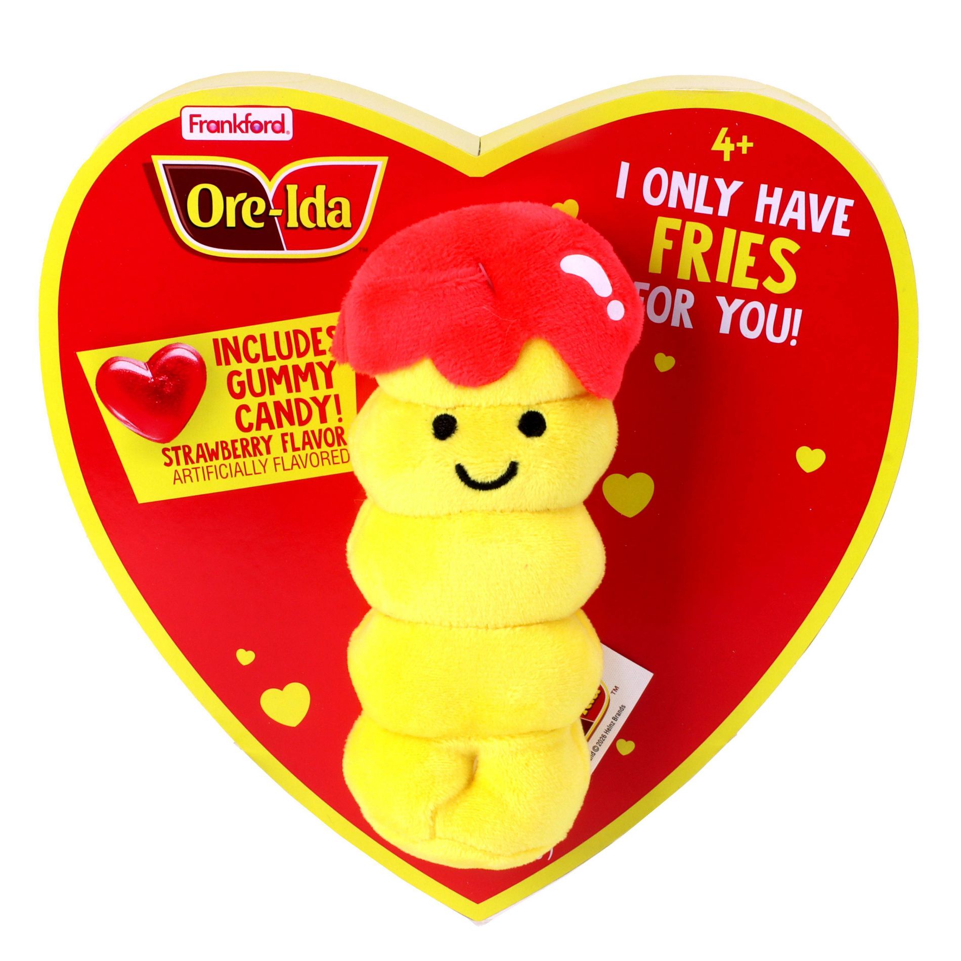 Ore Ida Valentine's Crinkle Fry Heart Box with Plush and Gummies Candy - 3.17oz