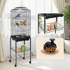 Multi-Level Rolling Bird Cage w/ Storage Shelf: 59.8" Metal Parrot Cage, 4 Doors, Removable Tray, Perches, Bowls, Detachable Stand - 4 of 4