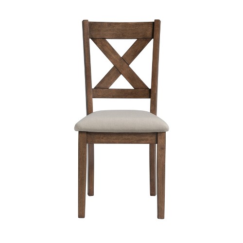 Farmhouse Upholstered X Back Dining Chair Brown - HomeFare