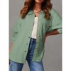 Women's Solid Color Lapel Jacket with Pockets, Button - Down Long Sleeve Loose Coat - 4 of 4