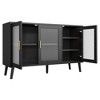 Black Cabinet for Kitchen, Dinning Room, , Living RoomSideboard Cabinet with 3 Fluted Glass Doors, - 3 of 4