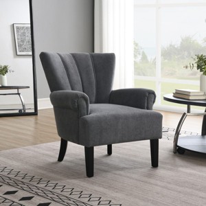 Coolbibila Modern Accent Chair, Polyester Armchair With Channel Back,  Club Chair With Soft Fabric - 1 of 4