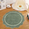 Scalloped Washable Bordered Living Room Bedroom Rug, Ultra Thin Non Slip Indoor Farmhouse Carpet for Dining Room - 2 of 4