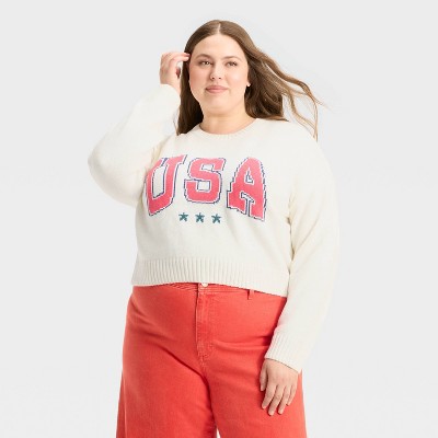 Women's USA Graphic Sweater - Off-White