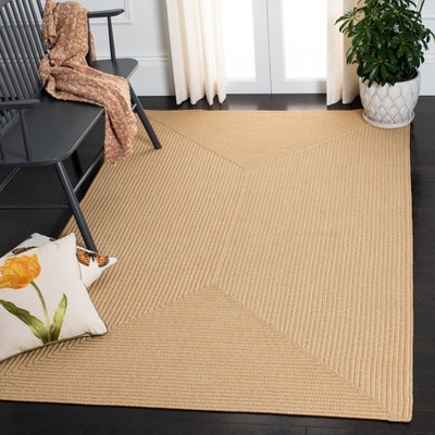 Beige Braided Reversible Synthetic Area Rug 5' x 8'