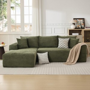 108" Sectional Couches for Living Room, L-Shaped Plush Corduroy Fabric Upholstered Modular Sectional Couches - 1 of 4