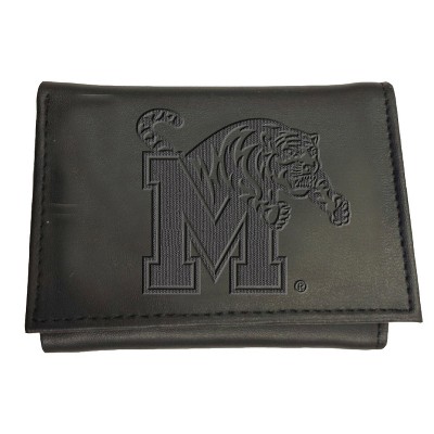 Evergreen NCAA Memphis Tigers Black Leather Trifold Wallet Officially Licensed with Gift Box