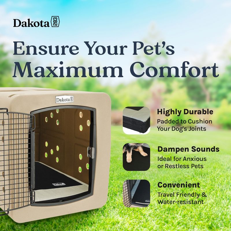 Dakota 283 Washable Portable Foam Cushioned Padded Indoor Dog Kennel Mat, Crate Cage Bed for Dogs and Pets, Black/Gray, Large, 3 of 7