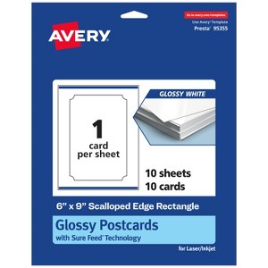 Avery Cards with Scalloped Edges, 6" x 9", Glossy White, 10ct - 1 of 4