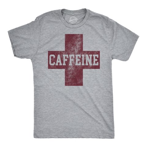 Мужские футболки Crazy Dog T-Shirts, Inc. Mens Funny T Shirts Caffeine Red Cross Sarcastic Coffee Graphic Novelty Tee For Men - Crazy Dog Men's T Shirt For Coffee Lovers Light Grey XXL