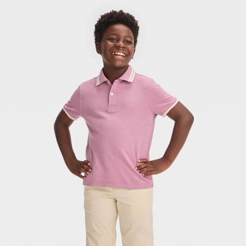 Boys' Short Sleeve Polo Shirt - Cat & Jack™ Berry Purple L