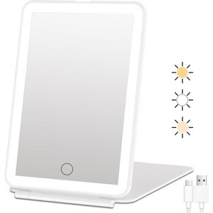 FUNTOUCH Rechargeable and Portable Travel Makeup Mirror with 3-Color 72 Led Lights Dimmable Touch Screen - 1 of 4