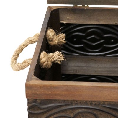 Large Two-Toned Wooden Storage Trunk with Metal Bands