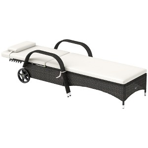 Aghana Digitals Gray Rattan Pool Lounge Chair with 5-Level Adjustable Backrest, Wheels, Cushion, - 1 of 4