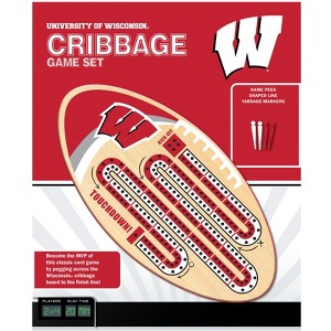 MasterPieces Officially Licensed  NCAA Wisconsin Badgers Wooden Cribbage Game for Adults - 1 of 4