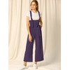 Allegra K Women's High Waist Wide Leg Belted Button Long Overalls Jumpsuit - 3 of 4