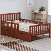 KWPZQEB Twin/Full Size Wood Platform Bed Frame with 2 Storage Drawers and Guardrails, Kids Bed Frame with Wood Slat Support, No Box Spring Needed - 2 of 4