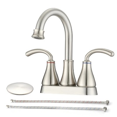 LunaLulink 2-Handle Bathroom Sink Faucet with Pop-up Drain Brushed Nickel