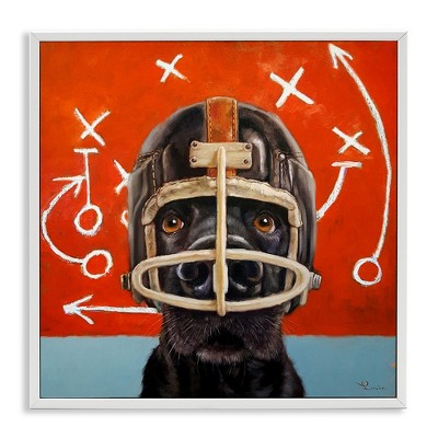 Stupell Industries Dog in Football Helmet Sports Plays, 12" x 12"