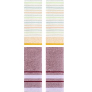 REGALWOVEN 4 Pcs Striped Soft Comfortable Absorbent Bathroom Hand Towel for Home - 1 of 4