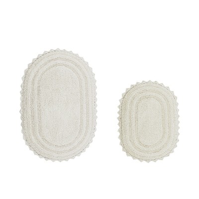 Lilly Crochet Collection 100% Cotton Tufted Reversible 2-Piece Bath Rug Set – Super Absorbent, Machine Washable Bathroom Mats with Crochet Pattern